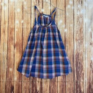 Love Mkn Girl’s Spaghetti Strap Plaid Blue A-Line Dress Size Large